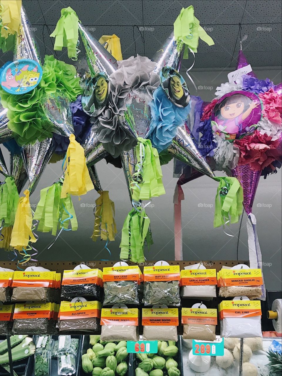 piñatas in grocery store