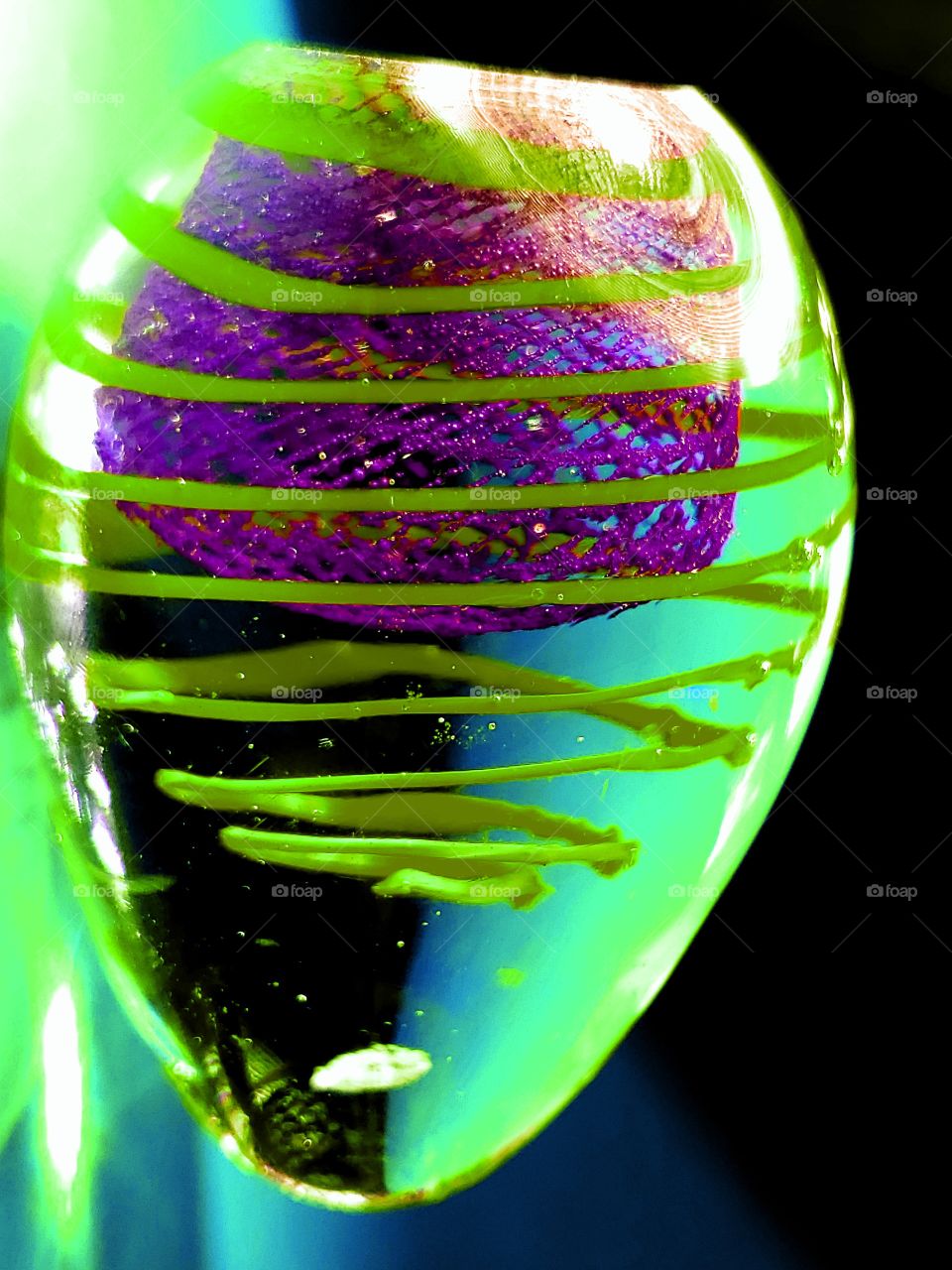 Abstract - lime green glow - glass art illuminated