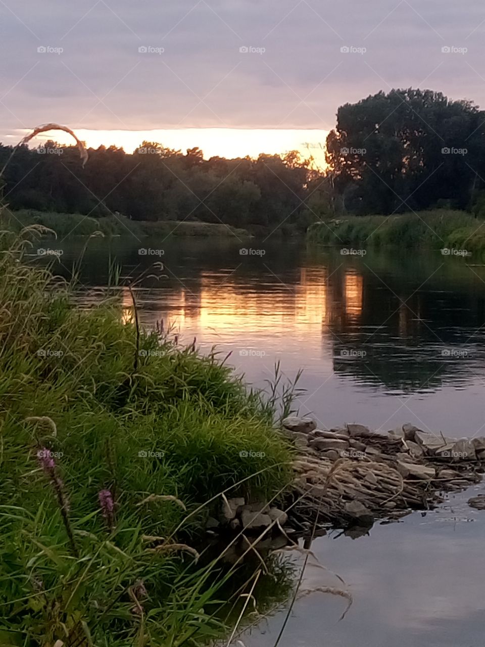 polish nature,  river, sunset