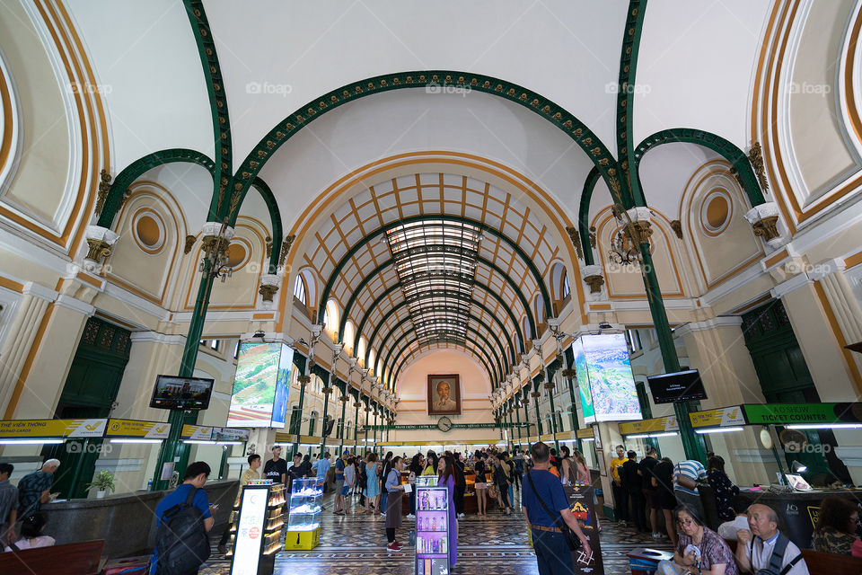 Inside of Central Post Office at Ho Chi Minh, Vietnam