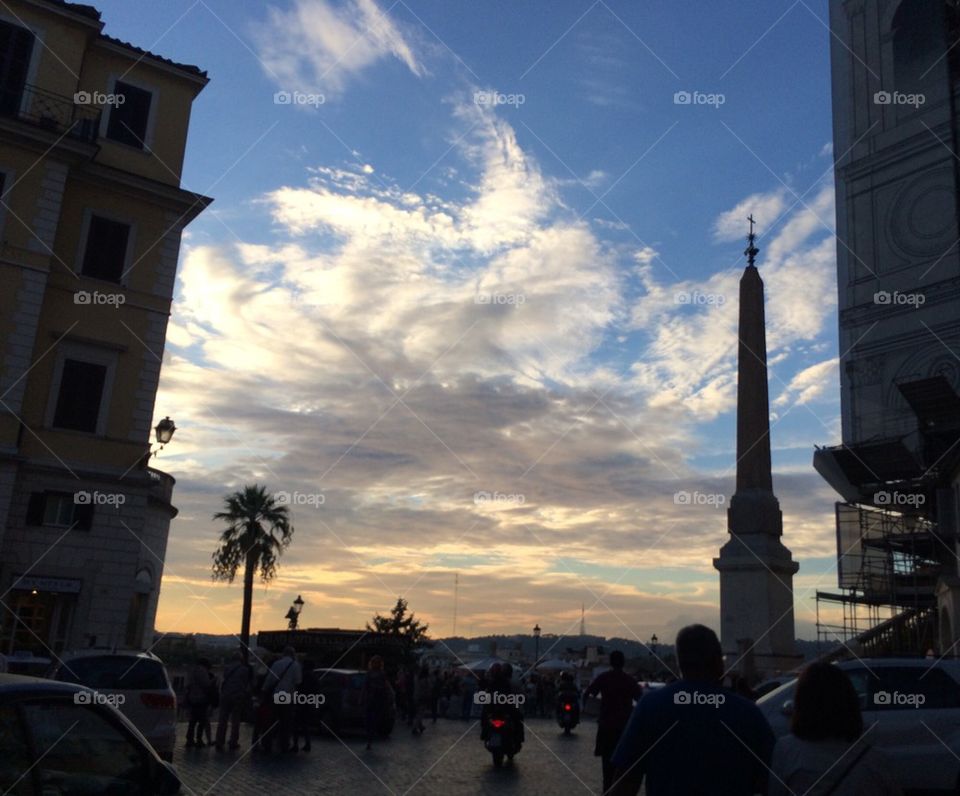 Sunset in Rome at Spanish Steps