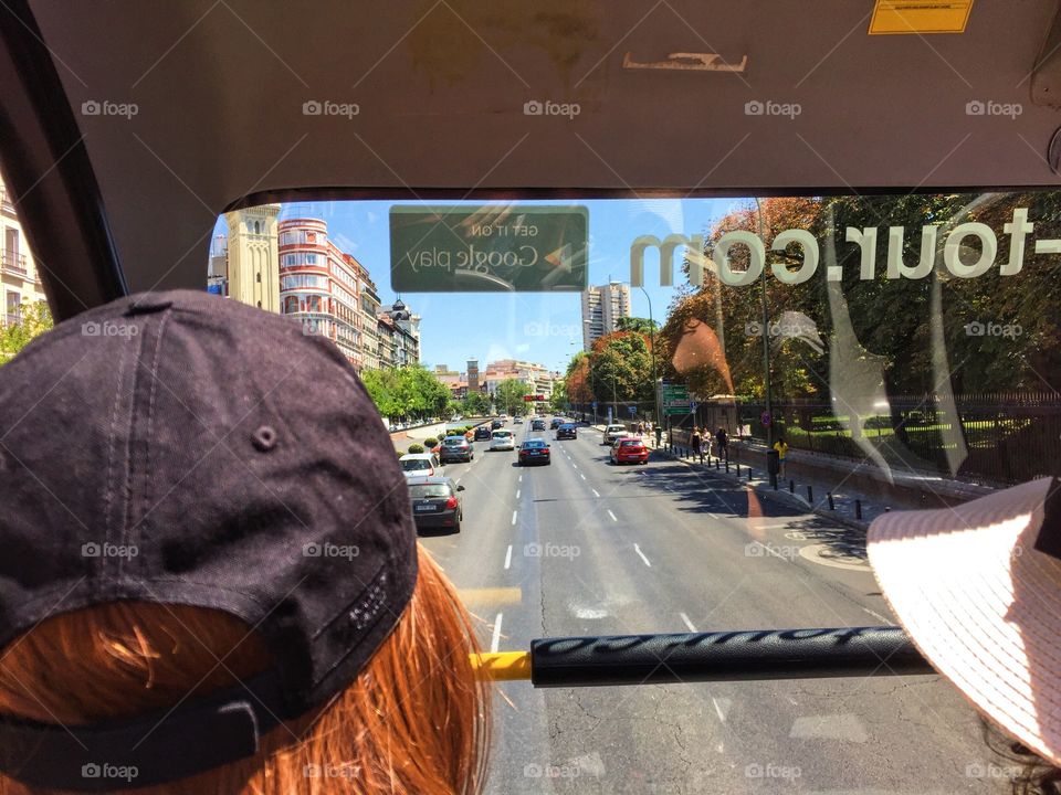 On the tourist bus in Madrid 