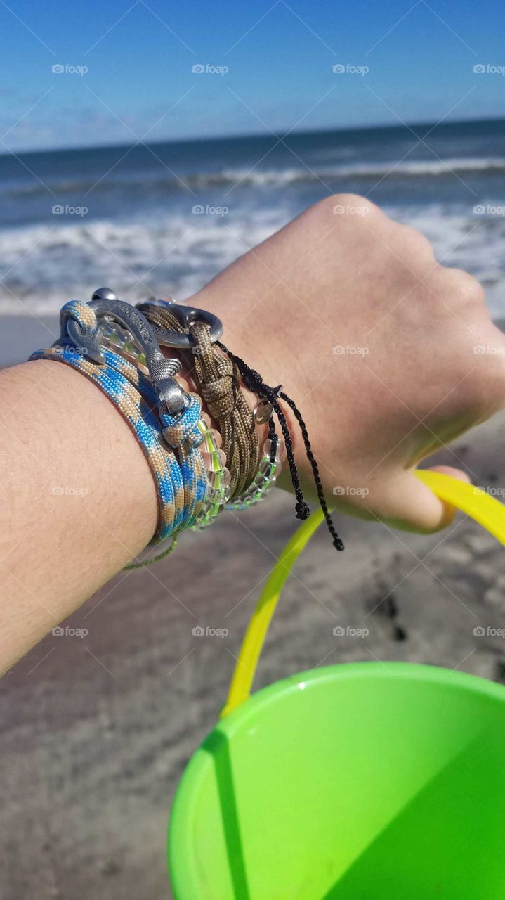 Collecting garbage from the beach- 4Ocean, Chasing Fin bracelets, Ocracoke National Seashore