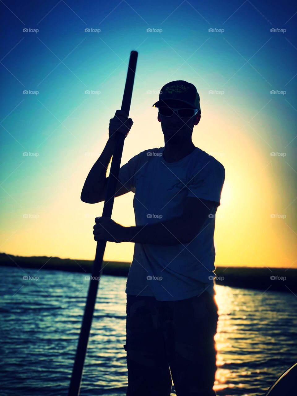 Boating with a beautiful sunset 