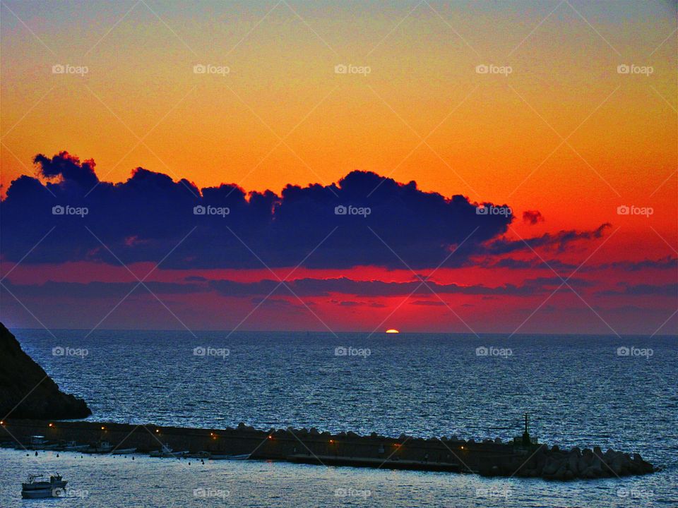 Sunset over port of Palinuro ( Italy ).