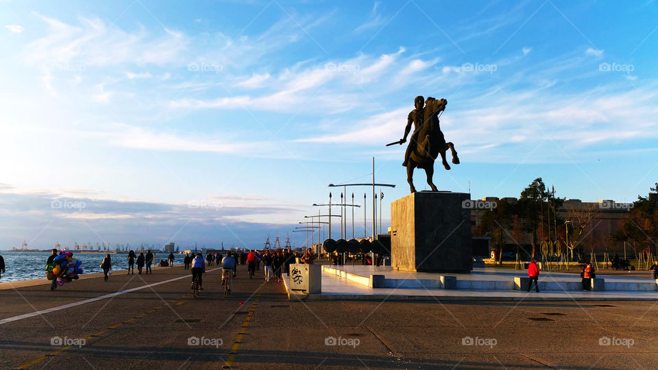 alexander the great statue. thessaloniki greece waterfront