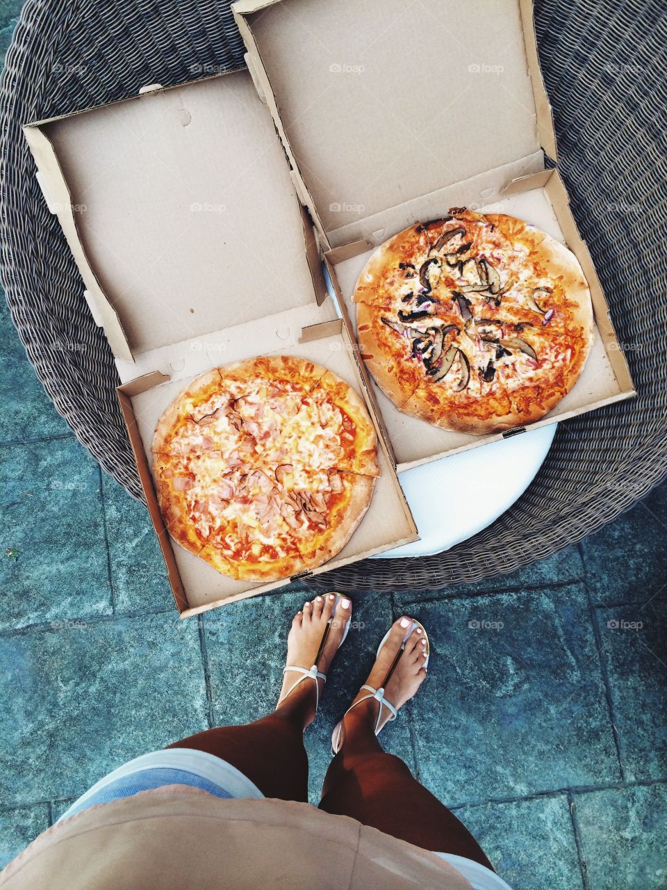 The summer time with favorite pizza