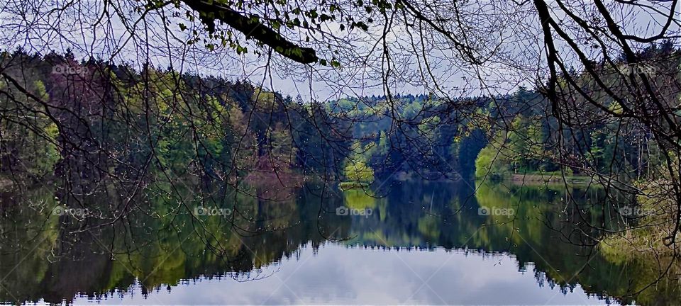 This is „Eging Lake“, the „Eginger See“ by the town of „Eging“ in the „Bavarian Forest“ or „Bayerischer Wald“. This mountain lake is so perfectly still that it renders reflections of its surroundings just like a mirror. 2024. Hypnotic Productions