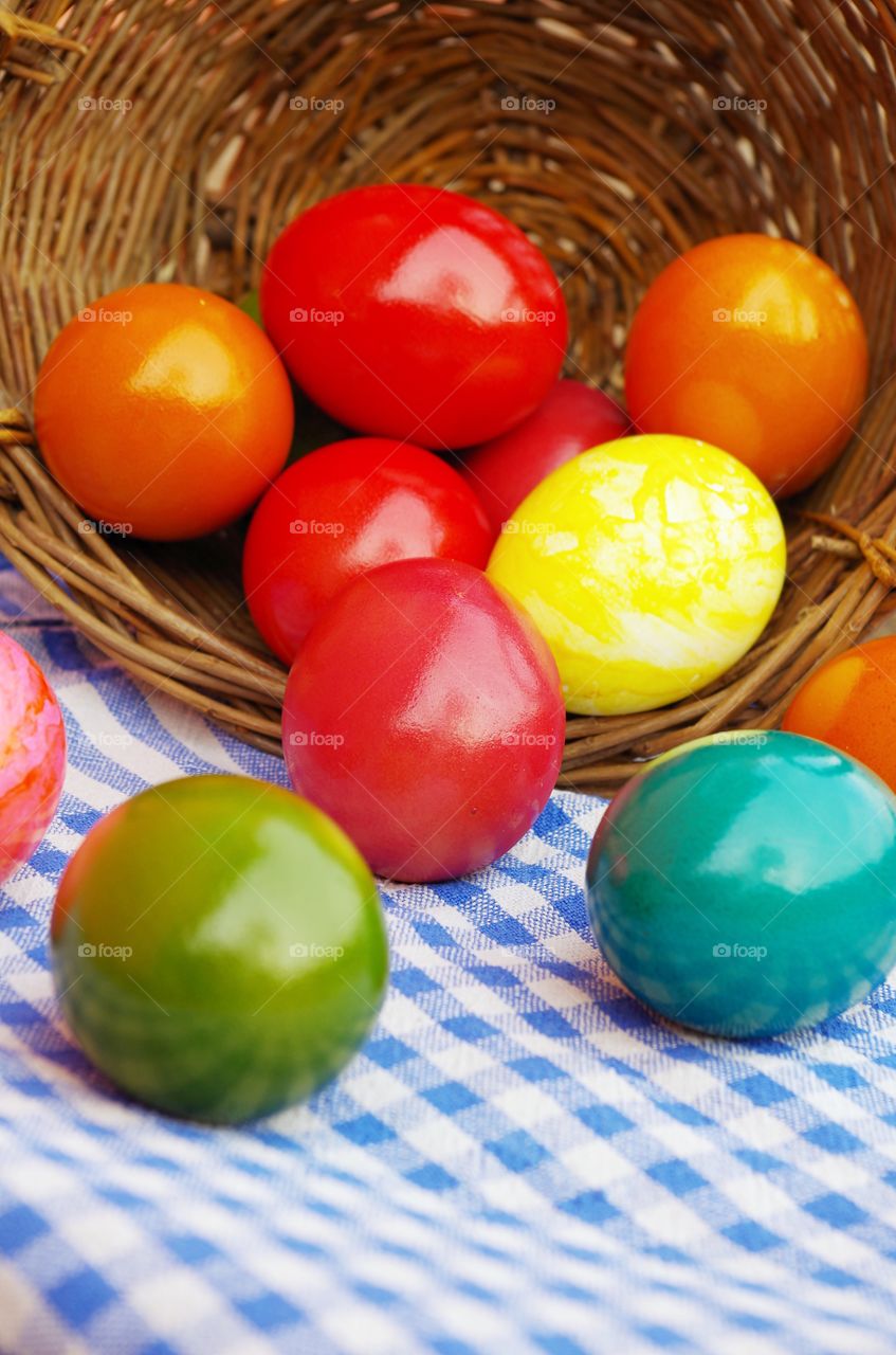 Close-up of colorful easter eggs