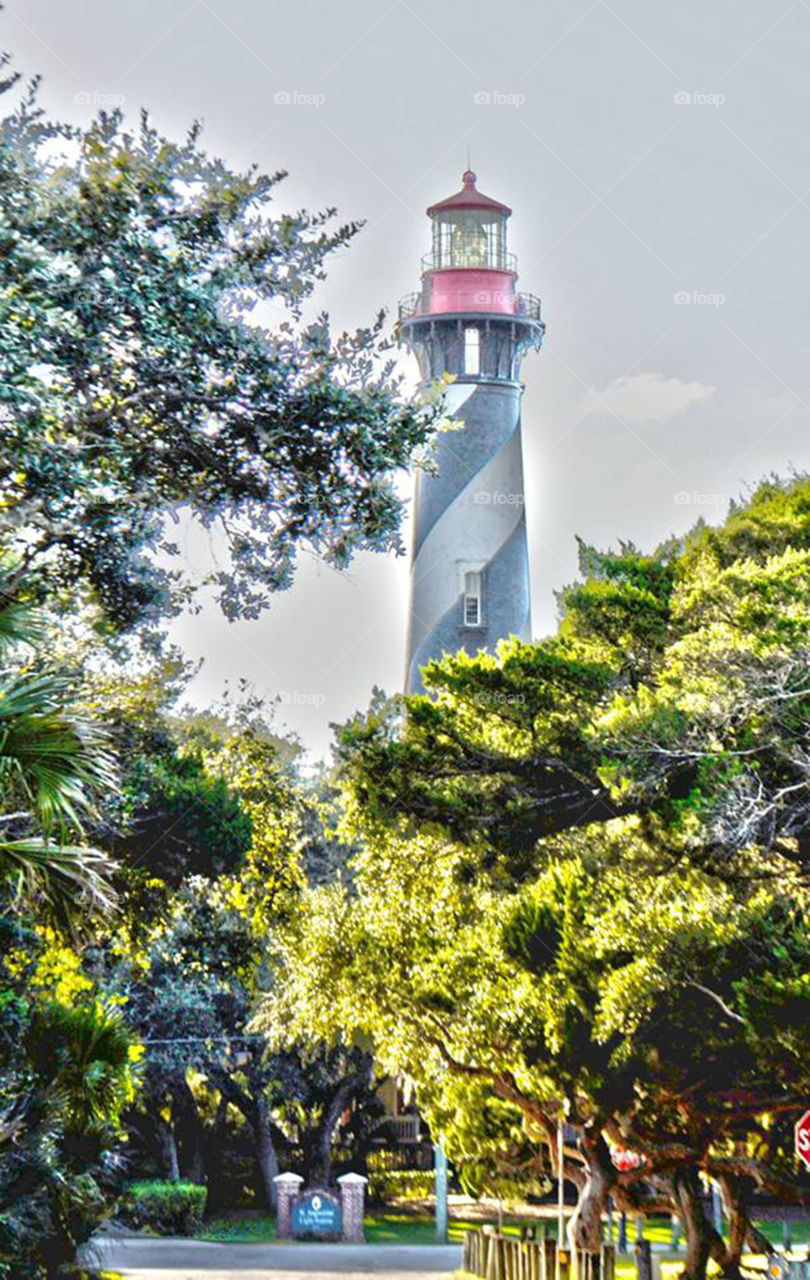 St. Augustin lighthouse. Located in St Augustine, Florida, one of the oldest cities in the United States is the St. Augustine lighthouse