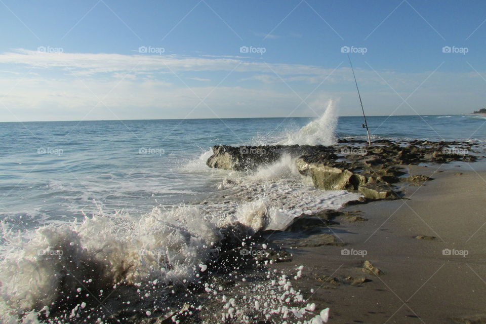 Fishing against the waves in singer island Florida!