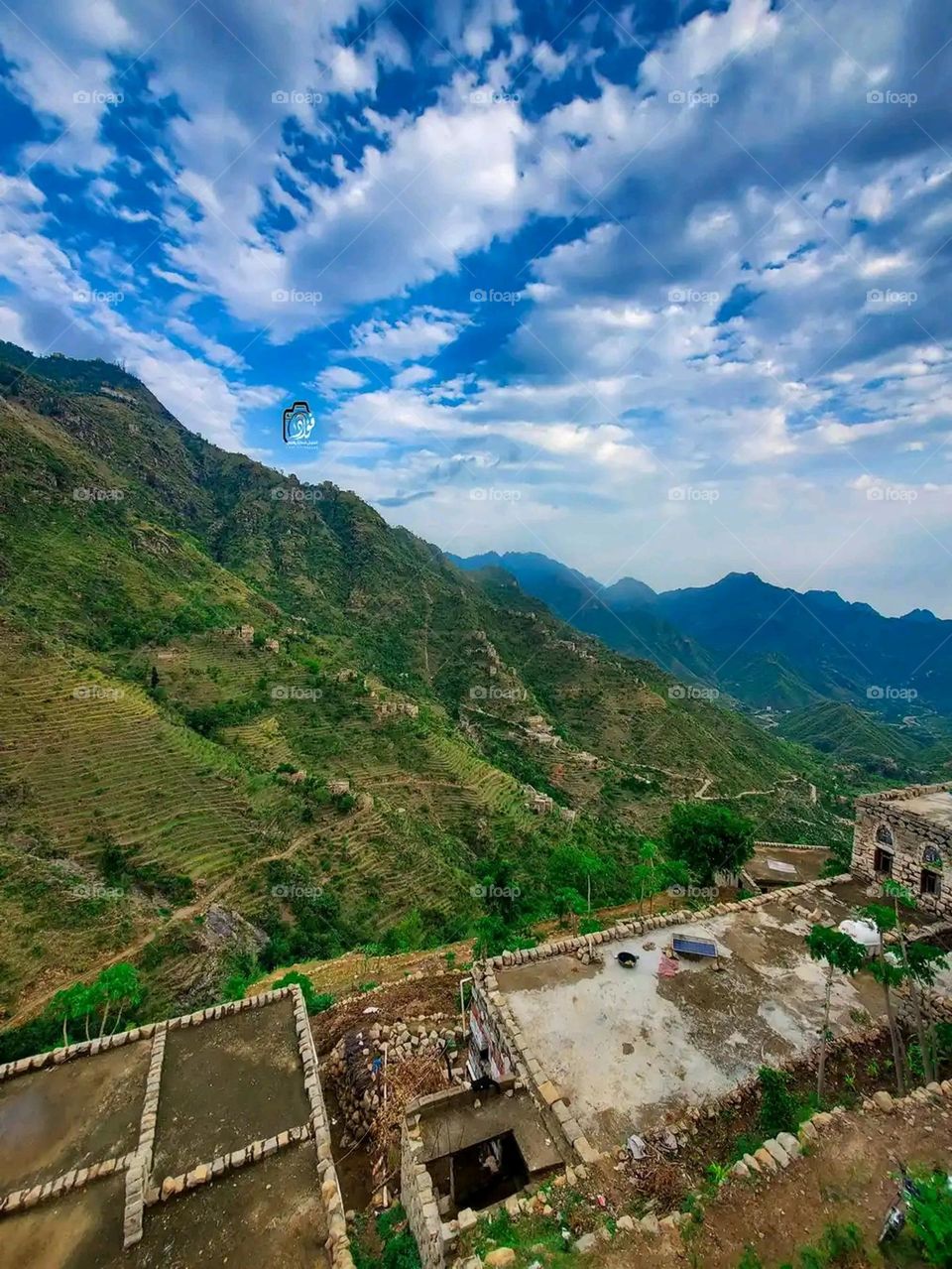 Glory be to God, the magnificent and picturesque view and the natural green trees are a view that is nothing more wonderful than it