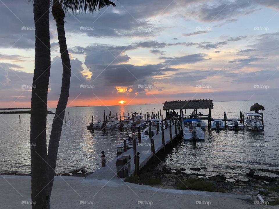 Beach side at sunset in the Florida Keys 