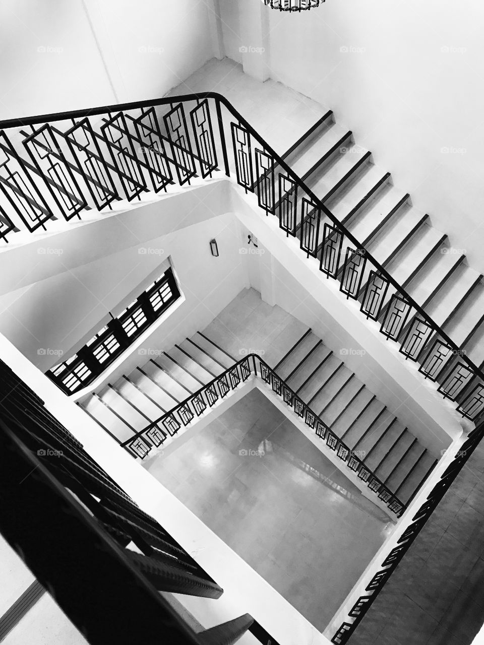 Library stairs black and white tone
