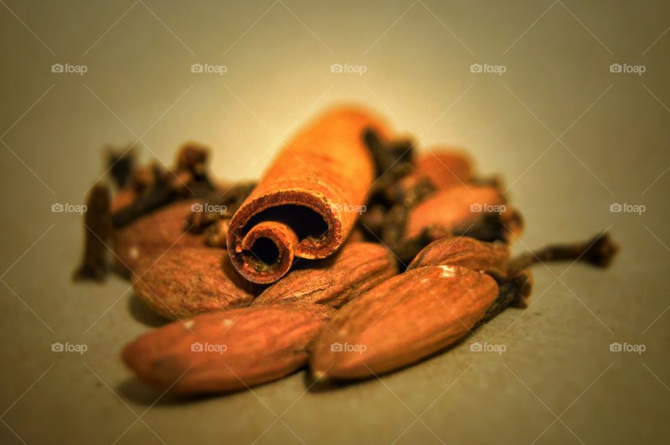 Spices and almonds