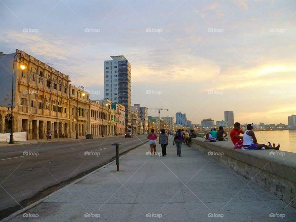 Dusk at the Harbour, Havana, Cuba