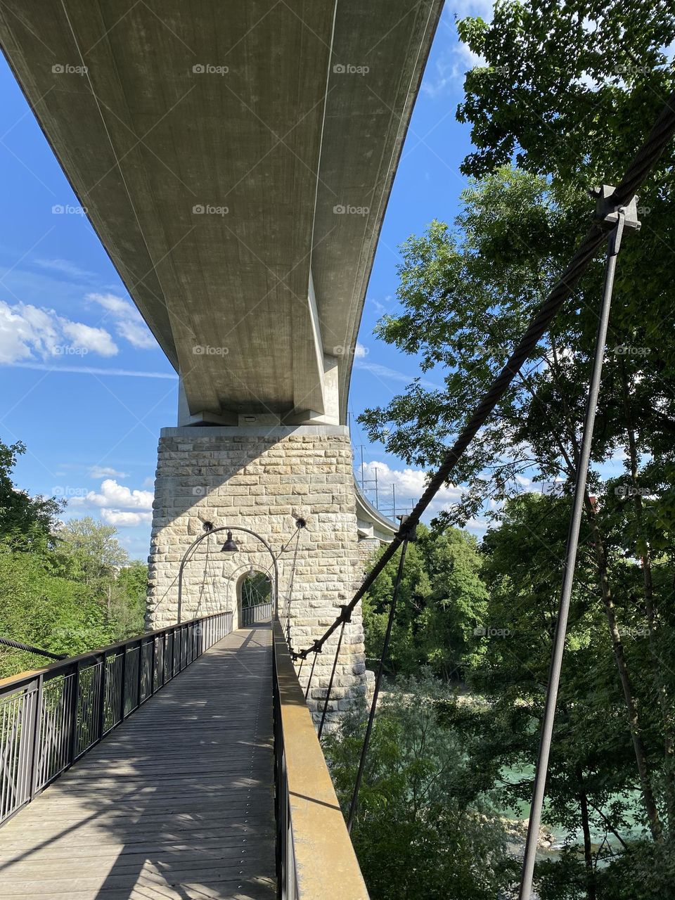 Bridge for railway and pedestrians