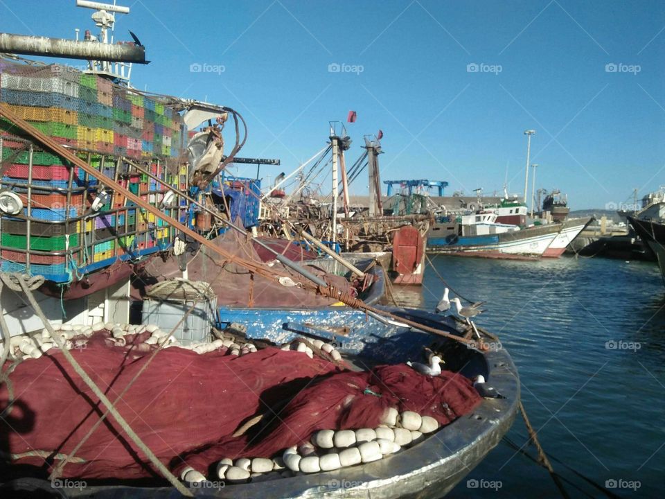 A big ship at essaouira harbour in Morocco.