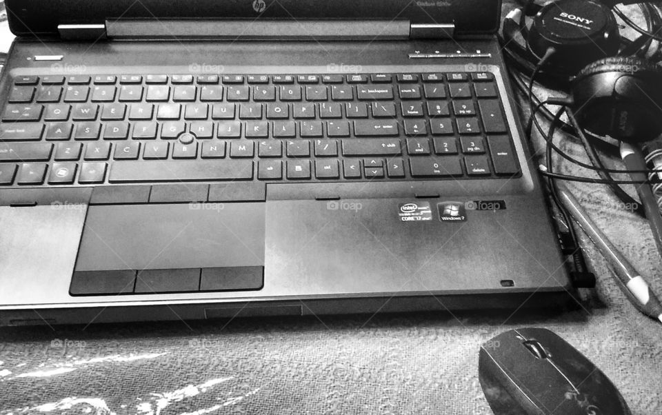 black and white office