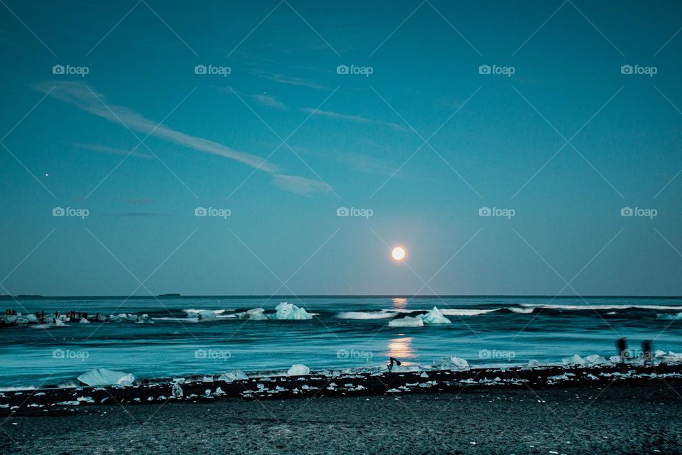 Ice beache at sunset