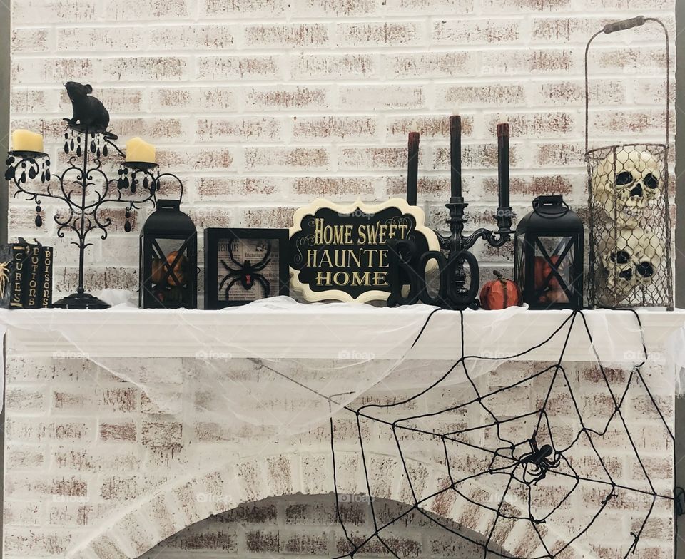 Decorated Haunting Fireplace