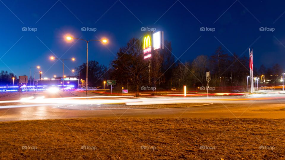 long exposure light trail photography. photo art at night