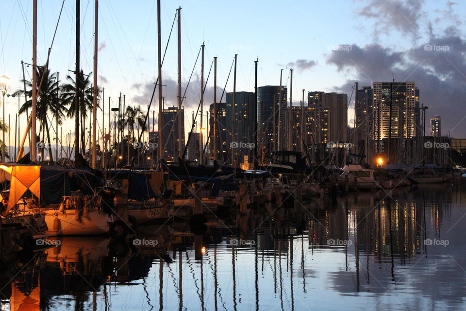 Honolulu Harbor at Dusk