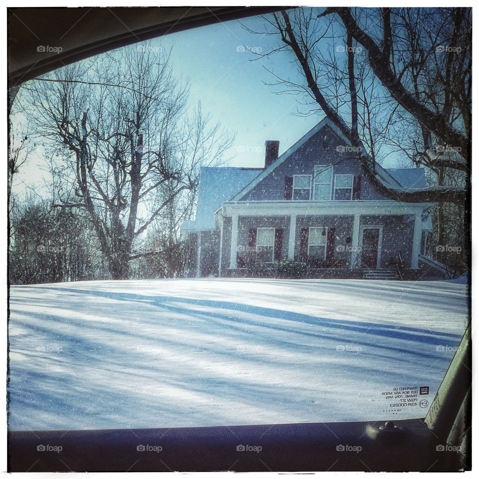 old home in wintery weather