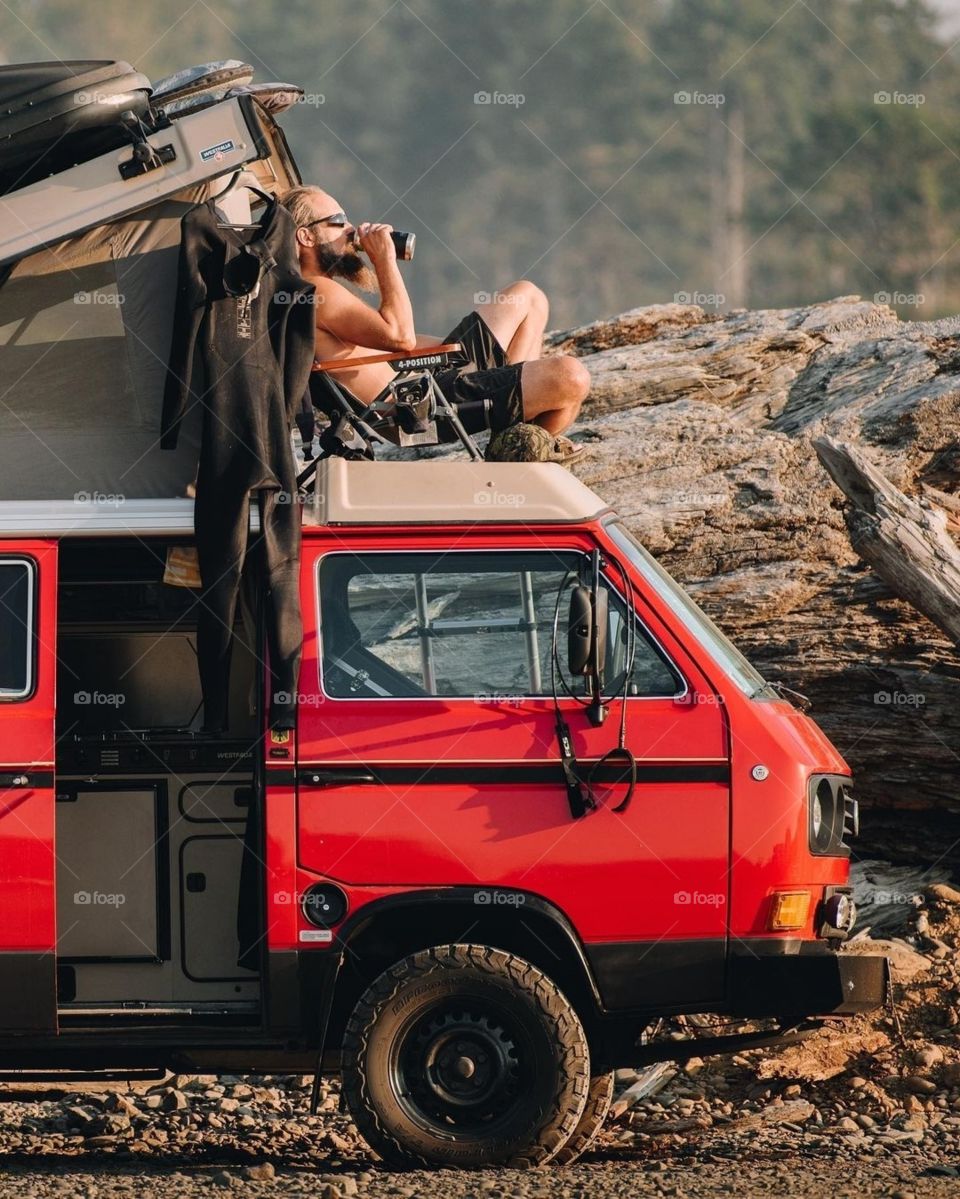 The road trip with a beer one hand and some music to relax