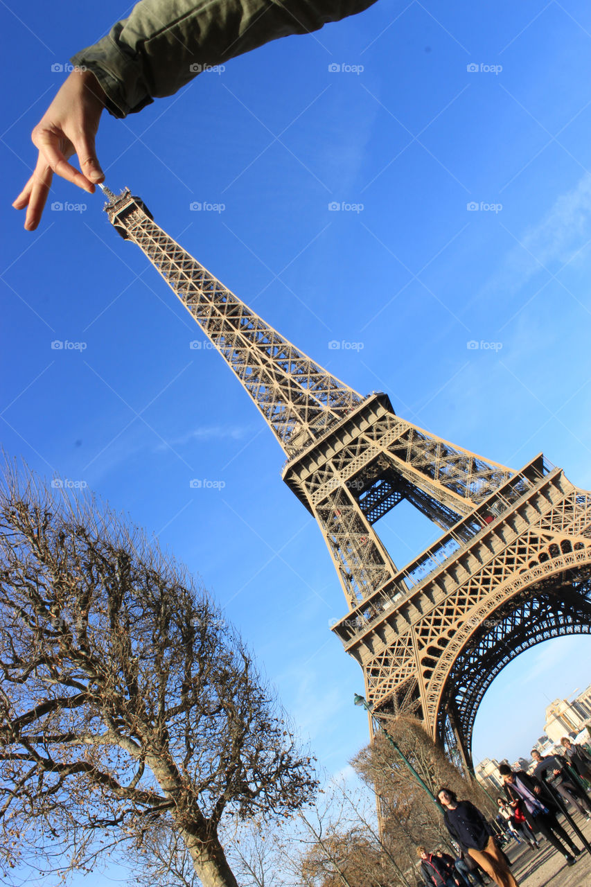 The eiffel tower seen from a curious point of view,Paris