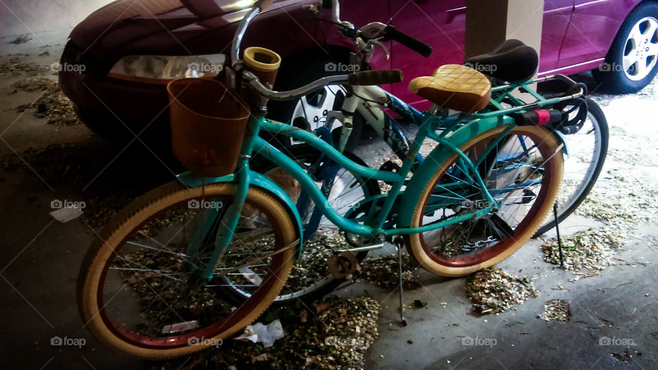 old bikes in a garage