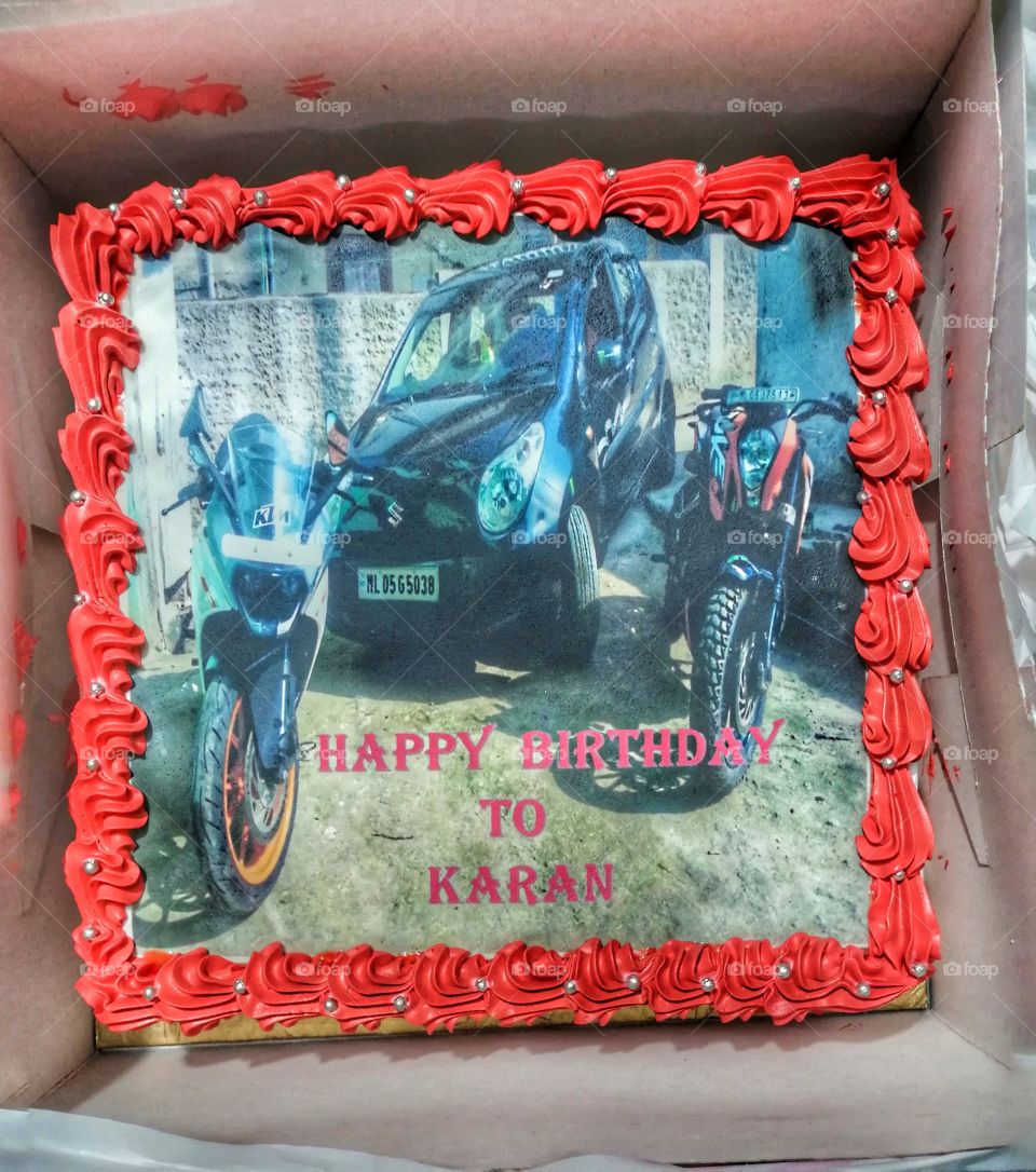 Cake with a lovely picture print over it.