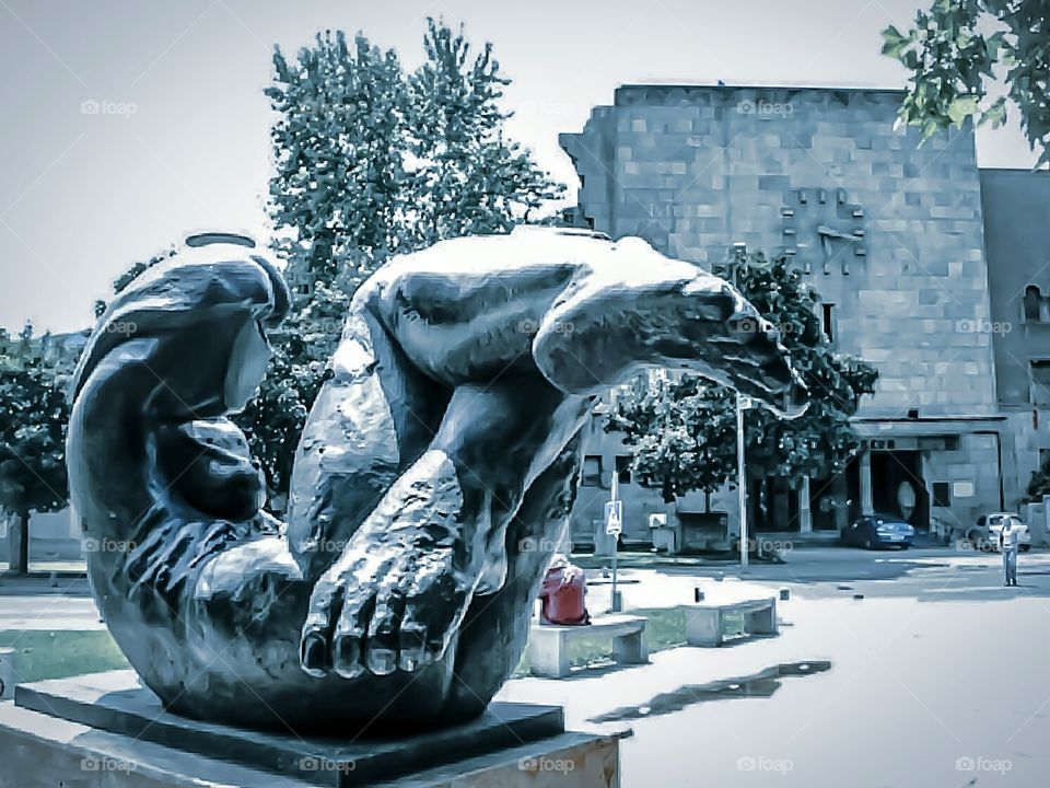 Sculpture in front of the city museum of Skopje