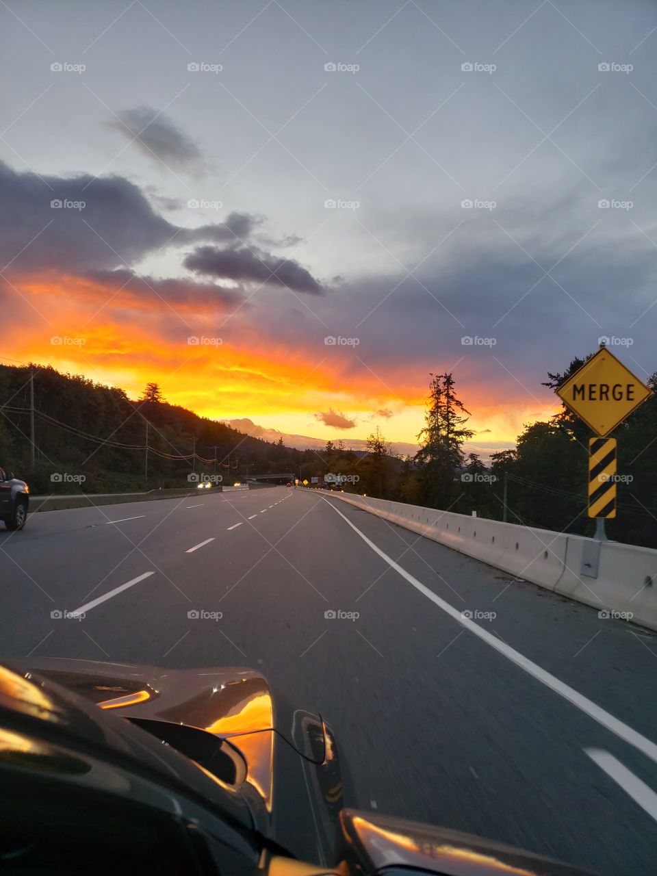 Sunset Driving Home