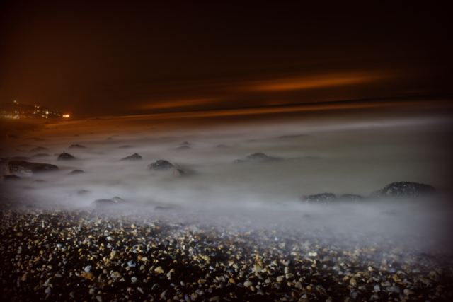 night sea rocks misty by leonbritton123