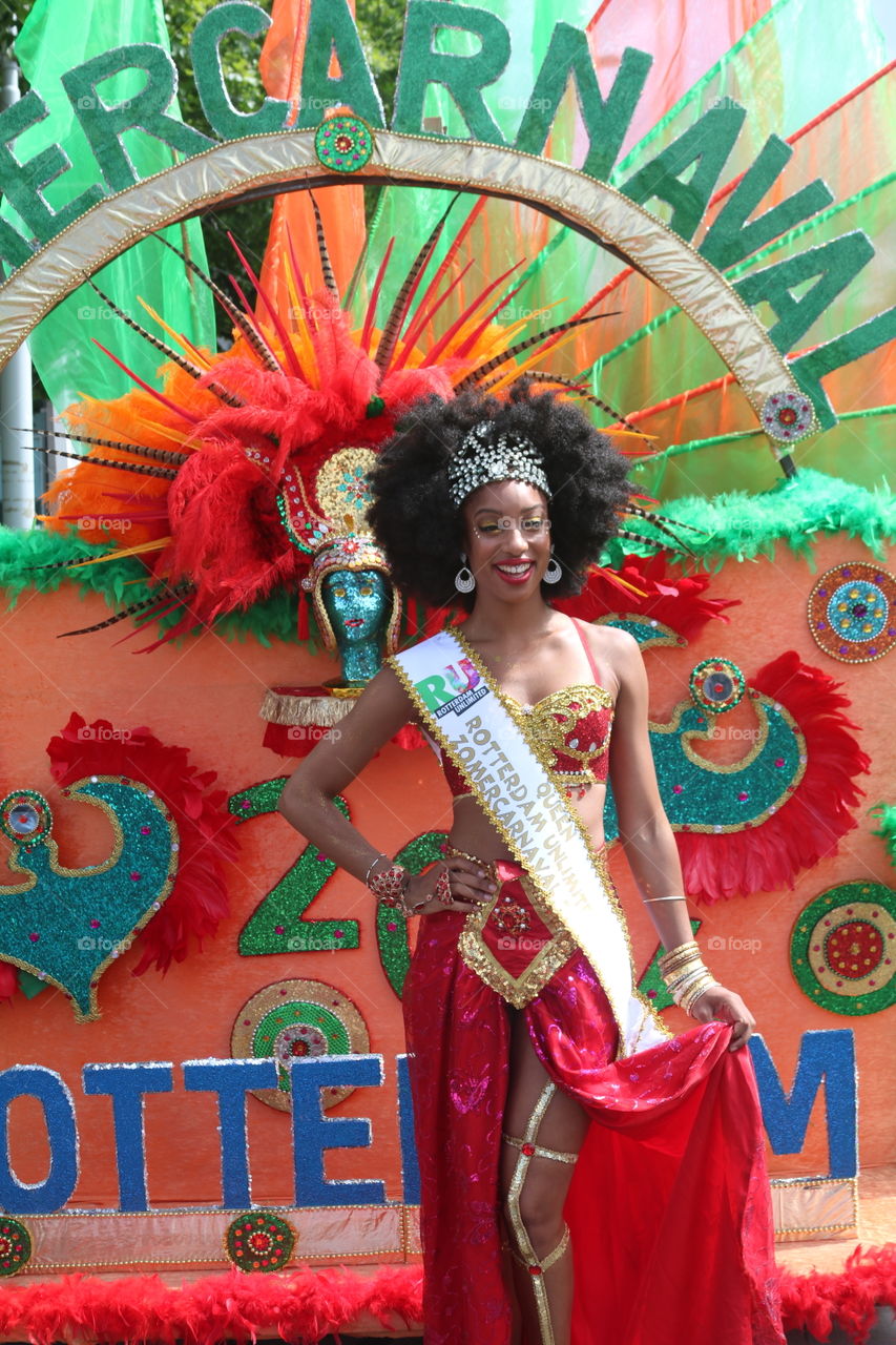Attractive woman wearing beauty contest sash