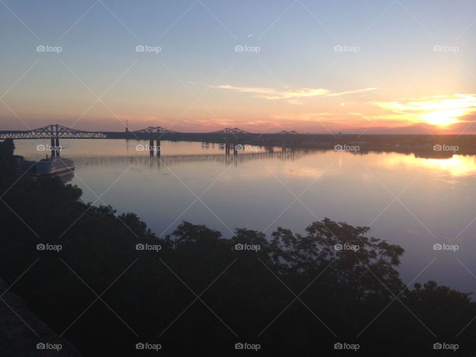 sunset in Mississippi River