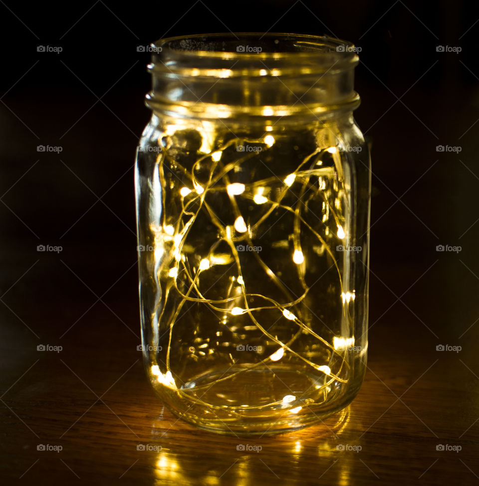 Shimmer lights in mason jar