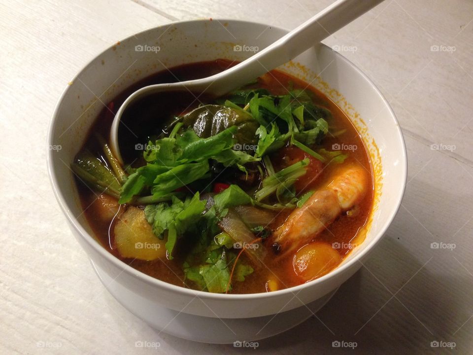 River prawn spicy soup. "Creamy Tom Yum Kung"