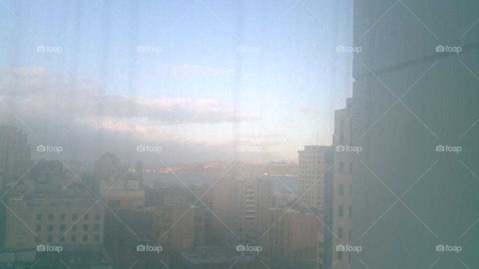 Tacoma Washington skyline. view from a hotel window in Washington