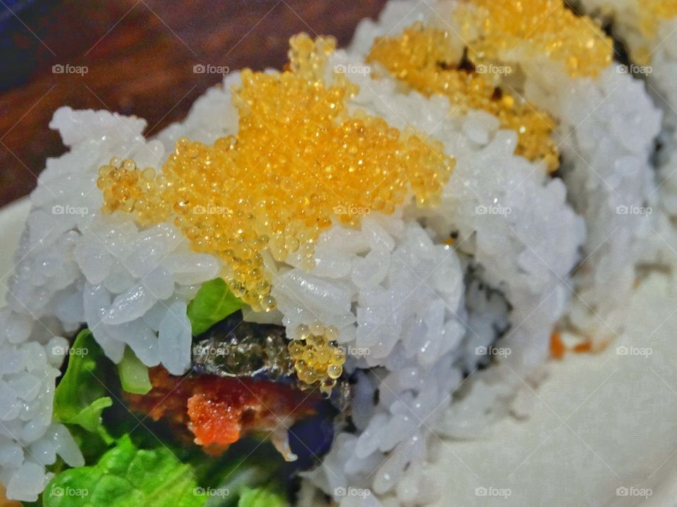 Sushi Roll With Tobiko