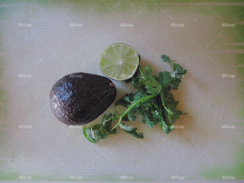 Fresh produce on a cutting board 