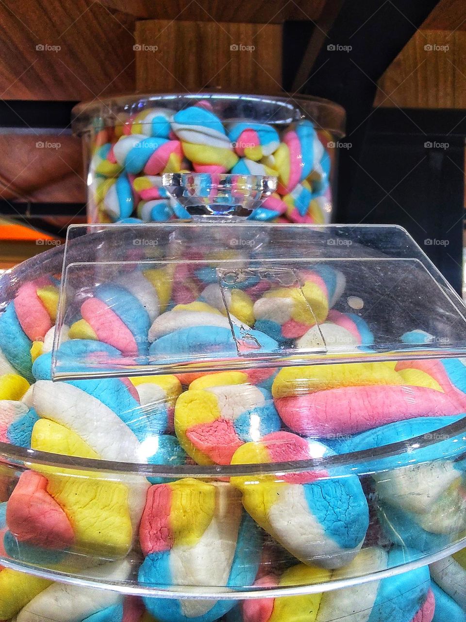 colorful marshmallows in the jar