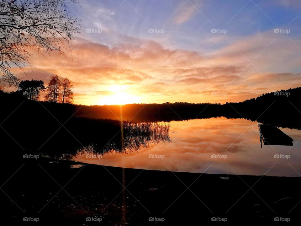 Sunset by the lake