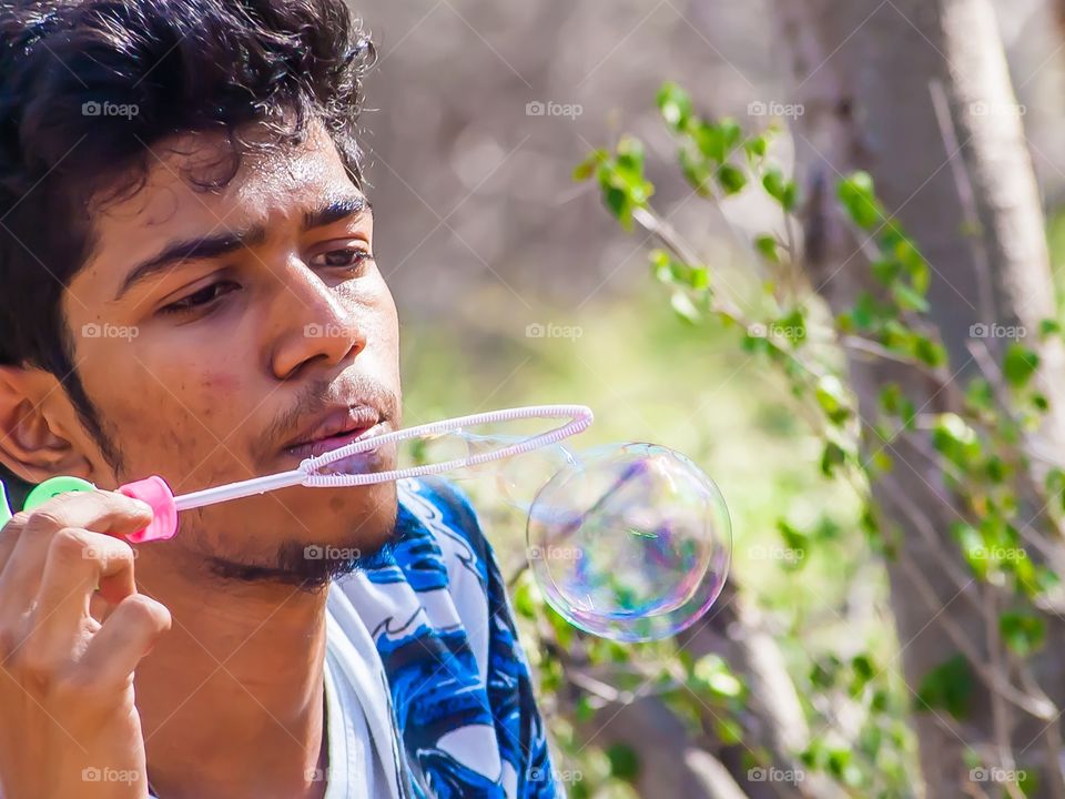 playing with bubbles 