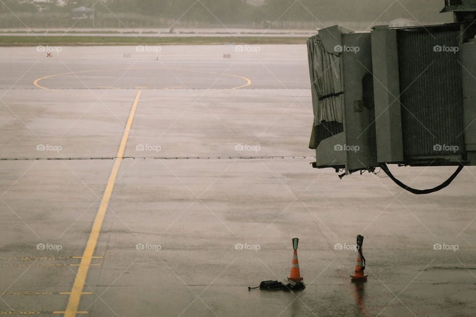 Airport in rainy day
