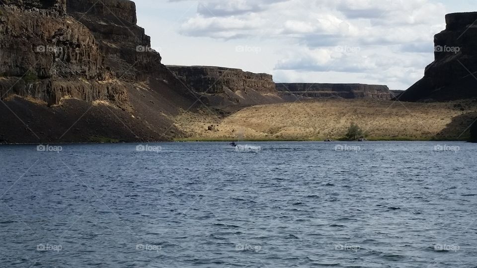 Blue Lake, with cliffs