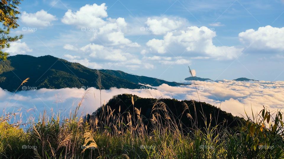 Beautiful mountain scenery with sea of clouds