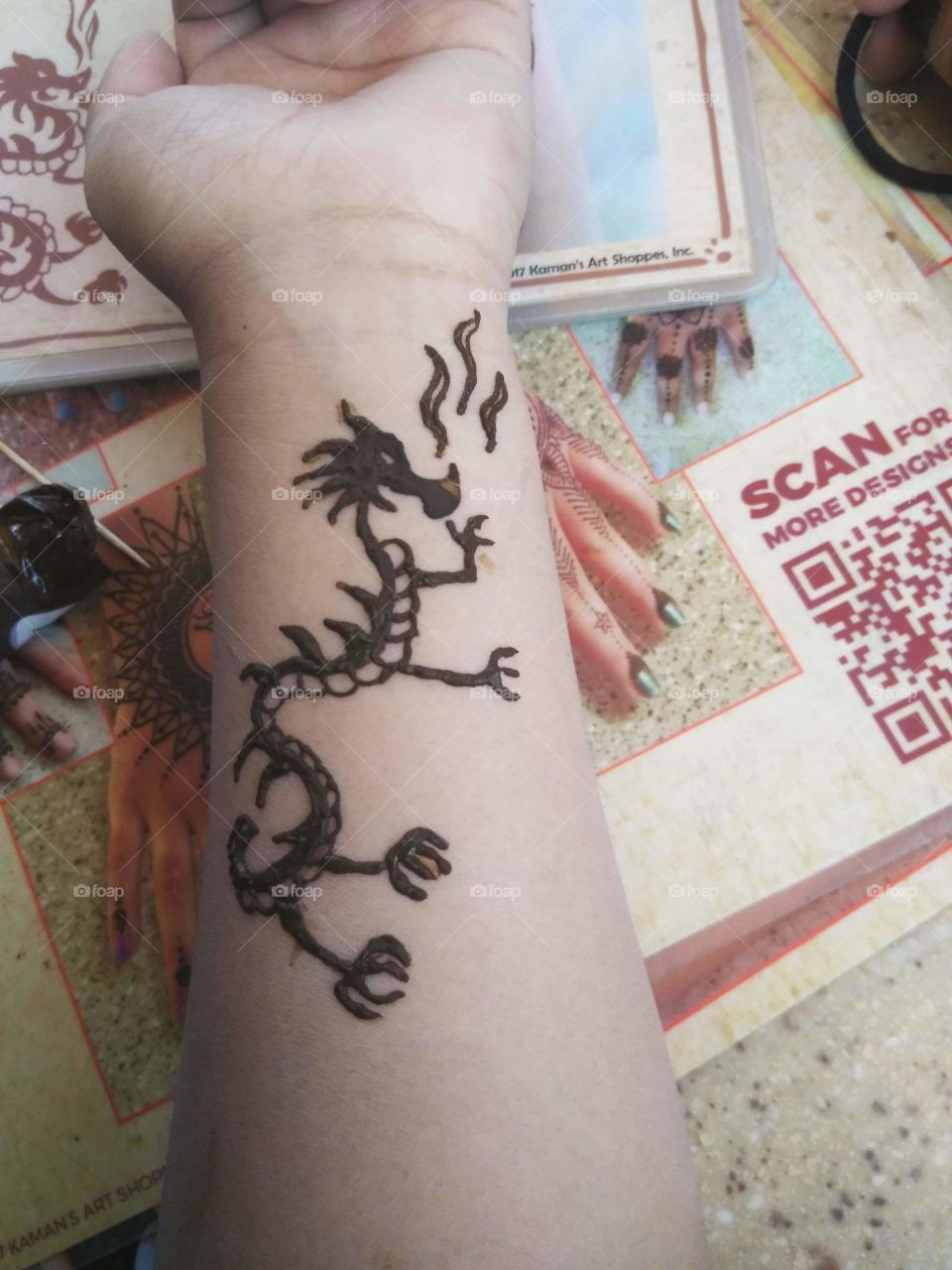 Dragon henna tattoo I drew on client over the summer.