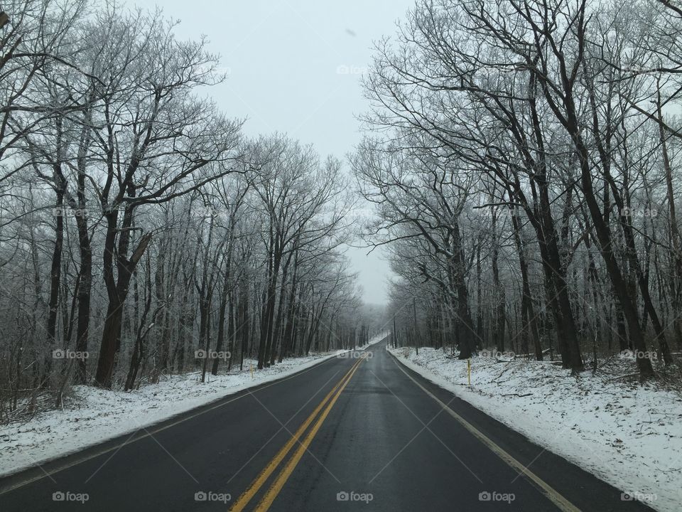 Snowy backroad in Pennsylvania. 